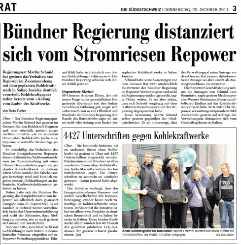 Die Südostschweiz 20.10.20122