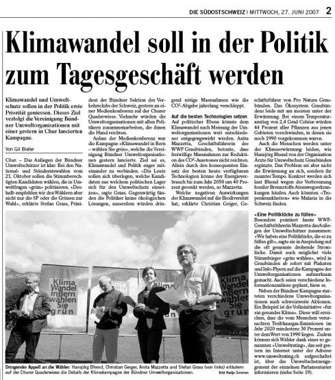 Die Südostschweiz 27.06.2007