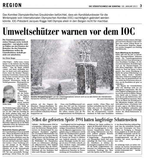 Die Südostschweiz am Sonntag 30.01.2011