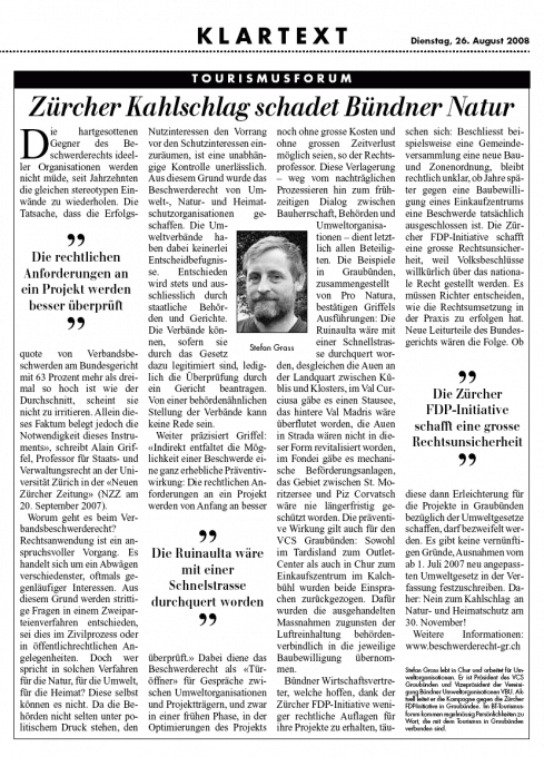 Klartext von Stefan Grass im Bünder Tagblatt 26.08.2008